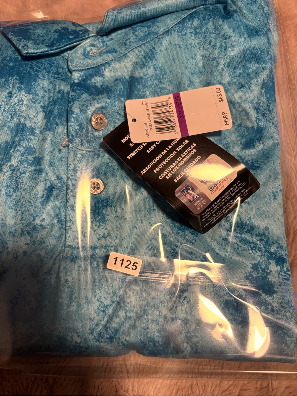 NWT PGA TOUR Pro Series XXL Blue Topaz Performance Golf Polo Shirt 
(1125) - Picture 5 of 5